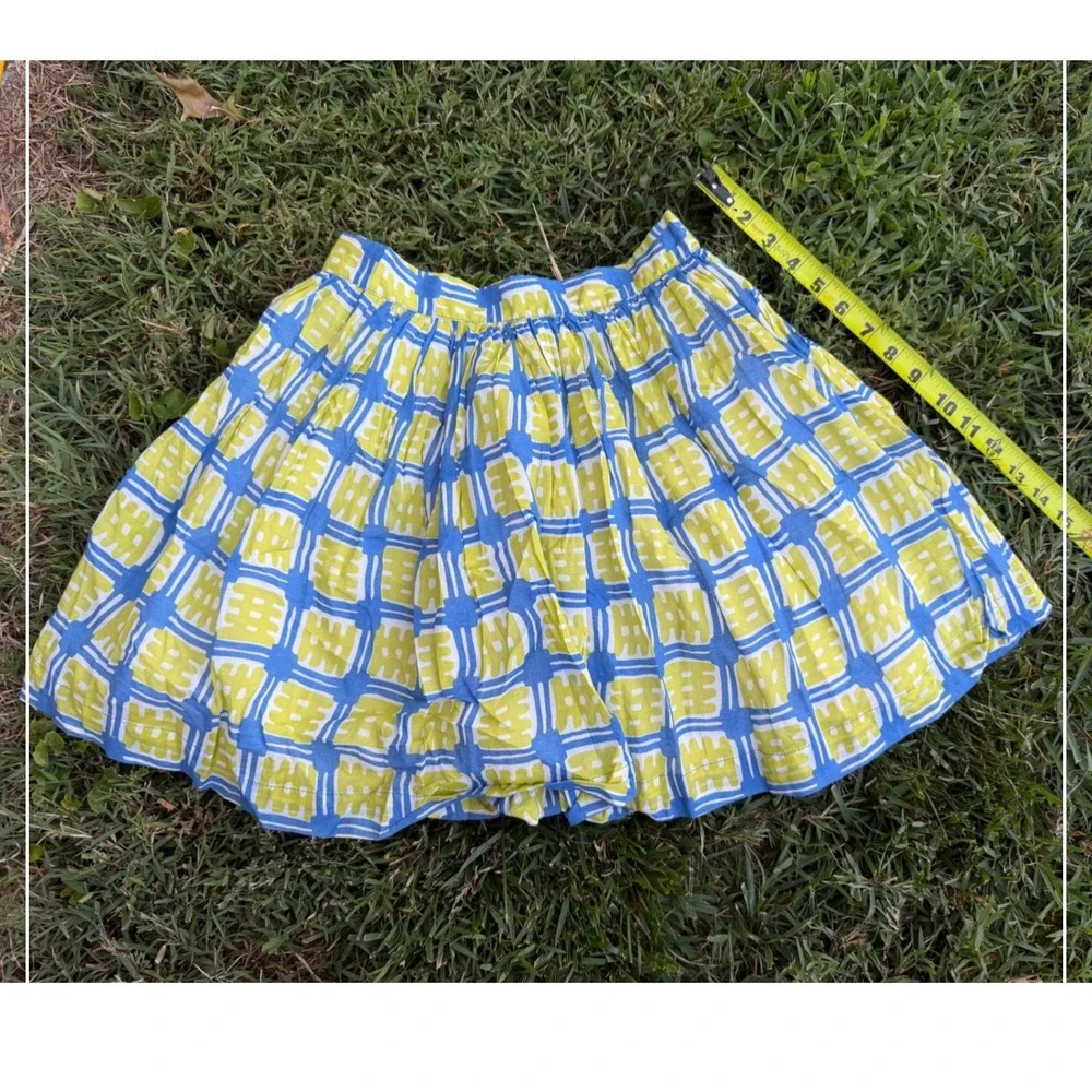 Mini Boden Girls Blue Lime Green Geometric Block Print Skirt 11-12Y MW007